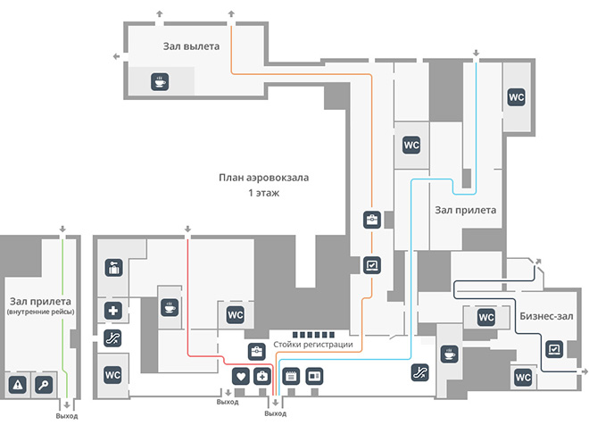 Схема аэропорта Пермь (Большое Савино) 1 этаж